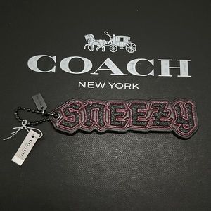 NWT Disney X Coach Sneezy Bag Charm Keychain FOB Dwarf Snow White Movie Leather